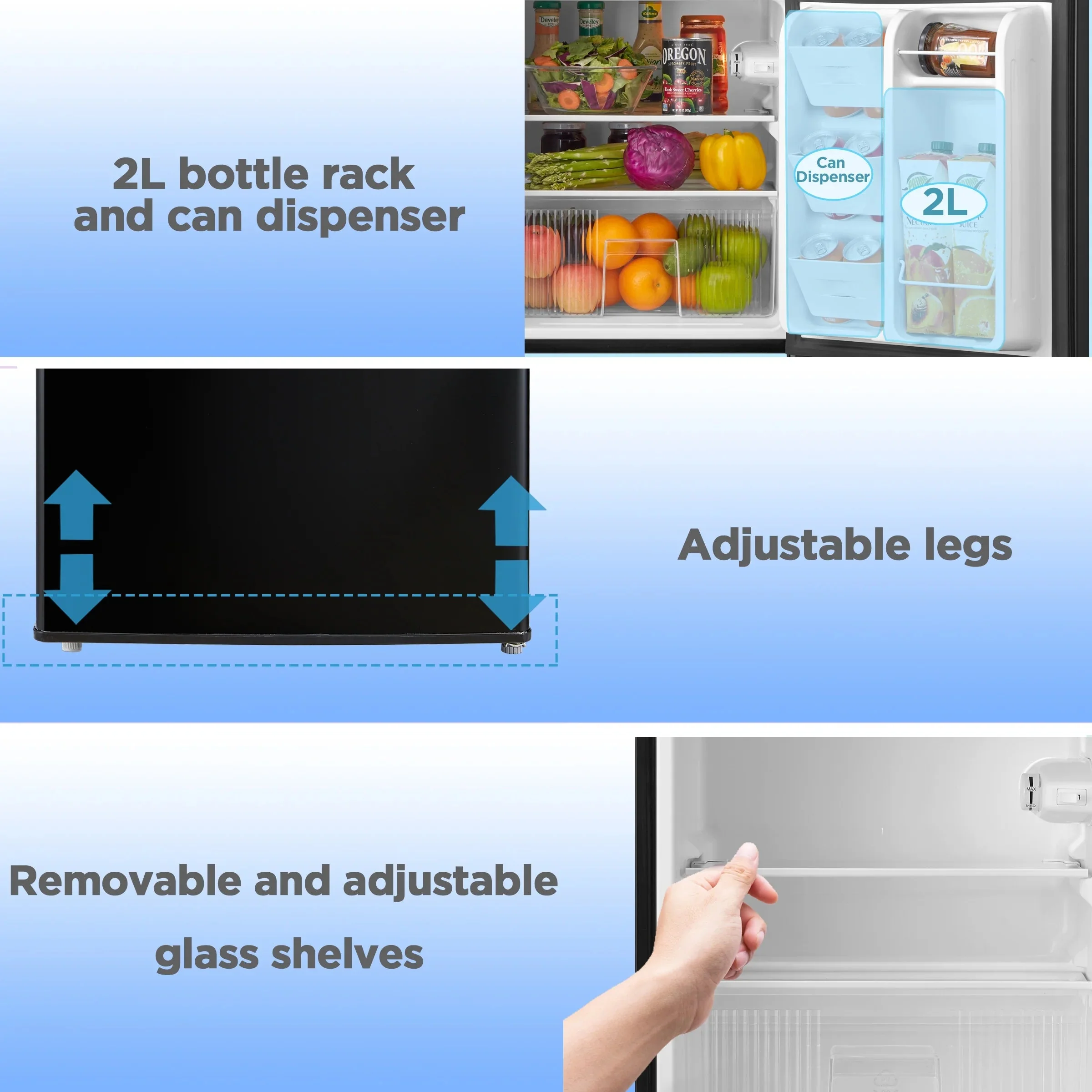 Arctic King Two-Door Mini Fridge With Freezer, 3.2 Cu ft, 18.5 in x 19.4 in x 33.3 in, Stainless Steel - E-Star - Image 27