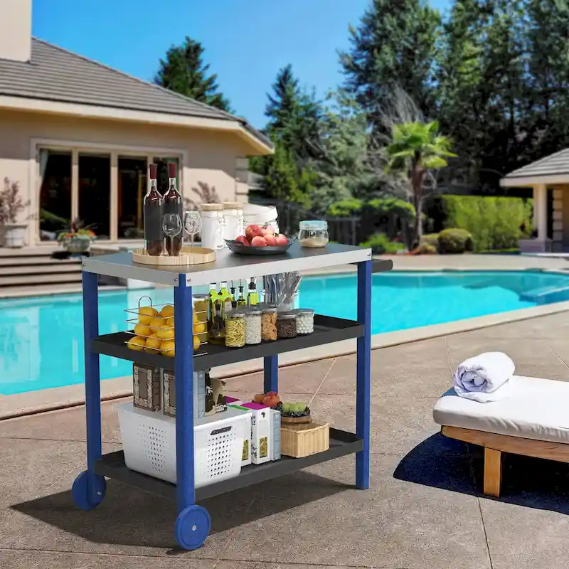 Portable Kitchen Island Grill Cart for Patios - Image 12