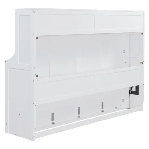 Queen/Full Size Murphy Bed with Hydraulic Lift and Integrated Desk Design
