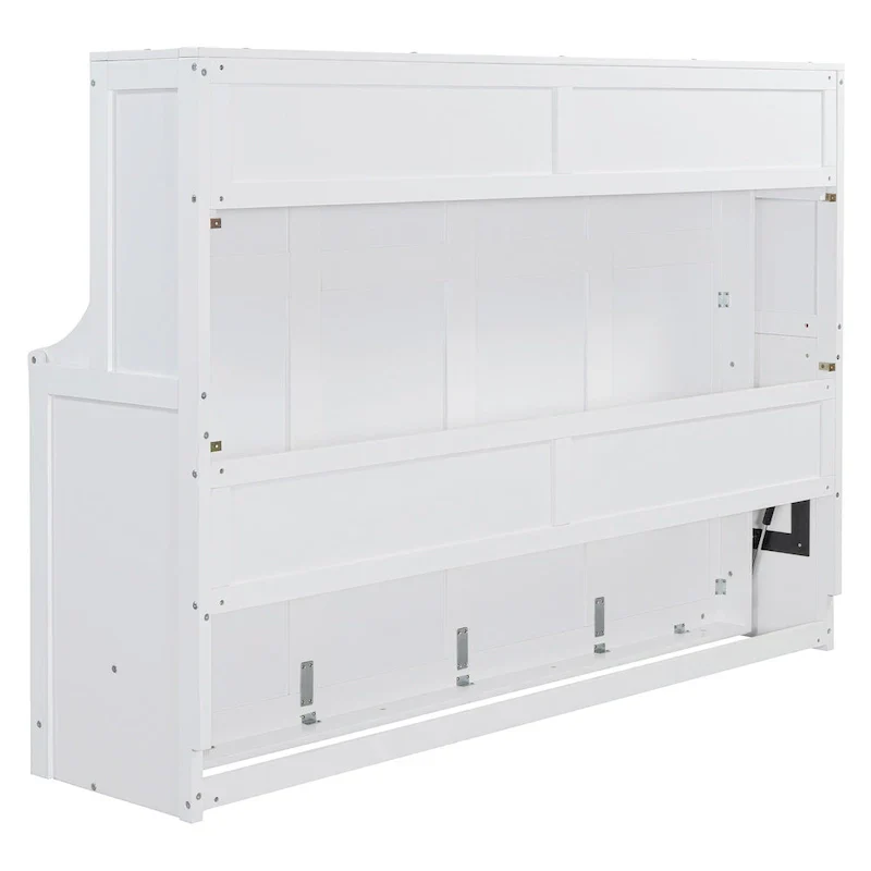 Queen/Full Size Murphy Bed with Hydraulic Lift and Integrated Desk Design