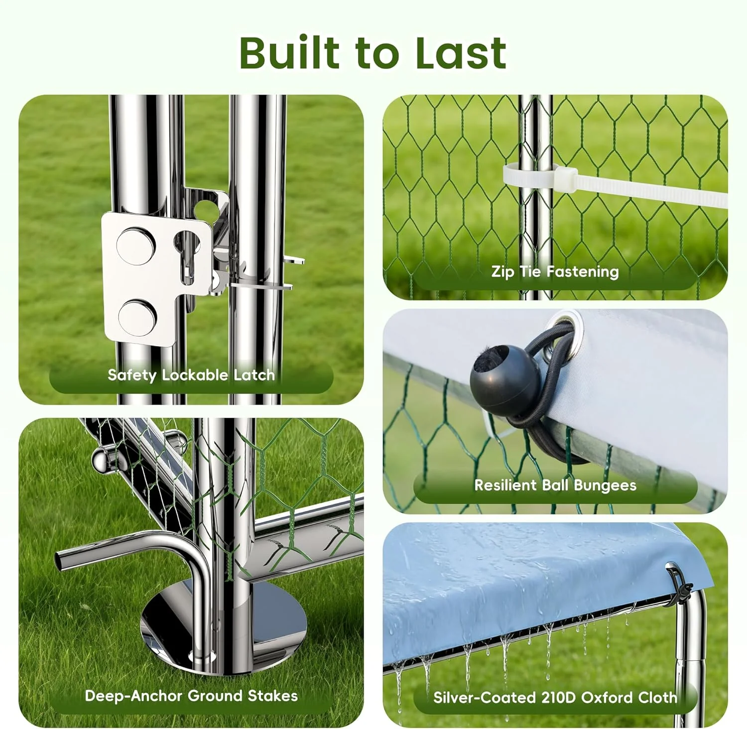 Metal Walk-In Chicken Run Cage With Waterproof Anti-Ultraviolet Cover, 19.6' L x 9.8' W x 6.4' H - Image 7