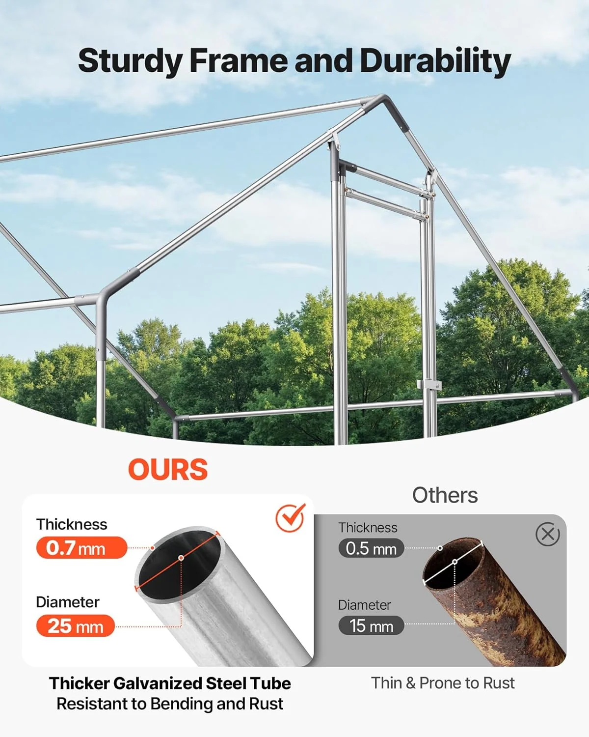 VEVOR Walk-In Metal Chicken Coop With Cover, 19.7 x 9.8 x 6.5 ft, Spire Roof And Security Lock - Image 3