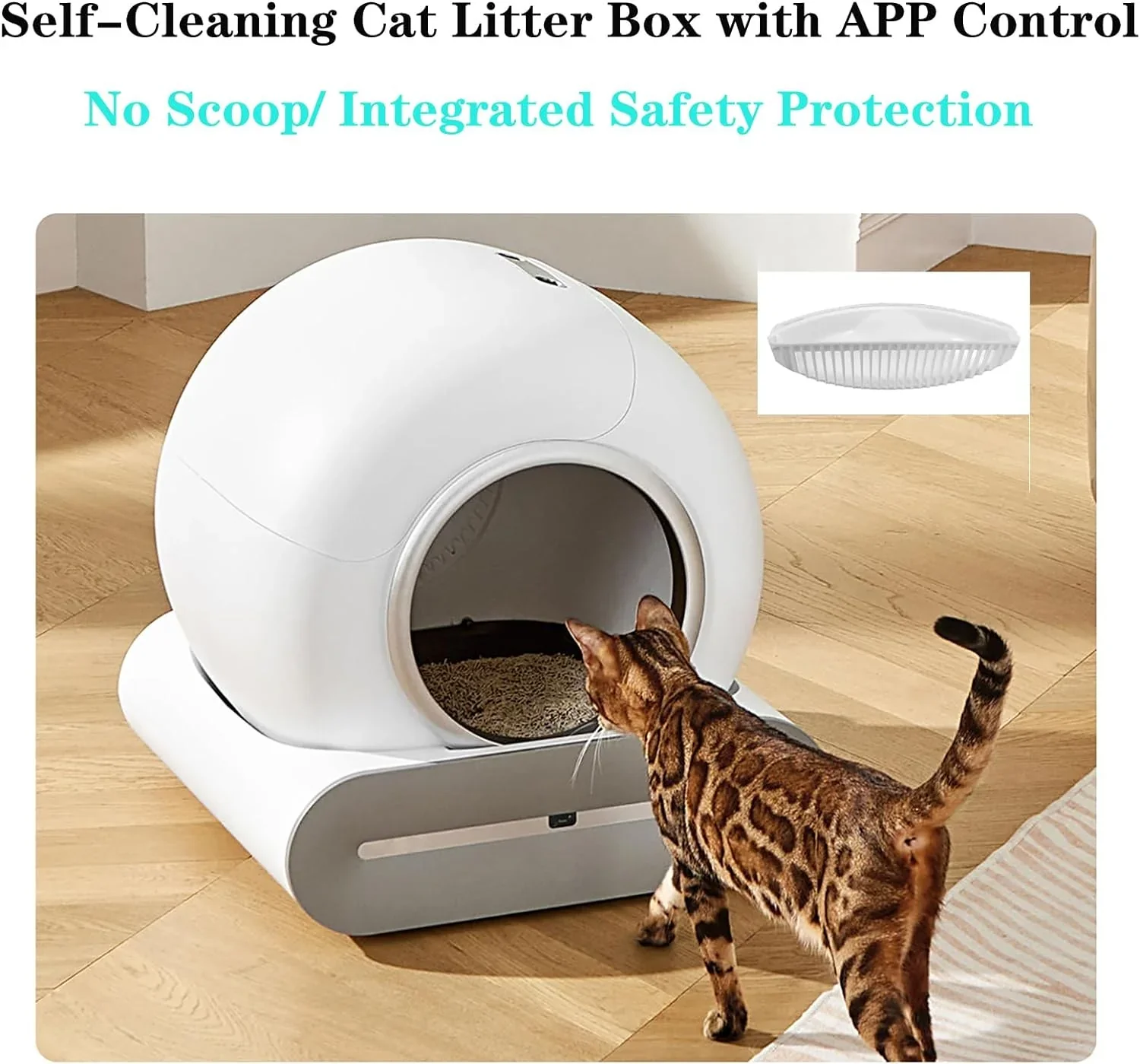 Automatic Cat Litter Box, White, 65L Capacity, 9L Collection Bin - TYSD-1 - Image 12