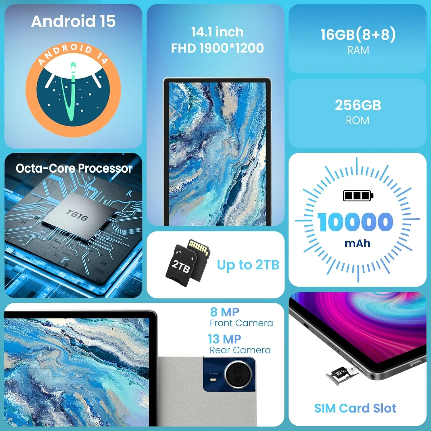 14 Inch Android Tablet 16GB RAM 256GB ROM 4G LTE - Image 2