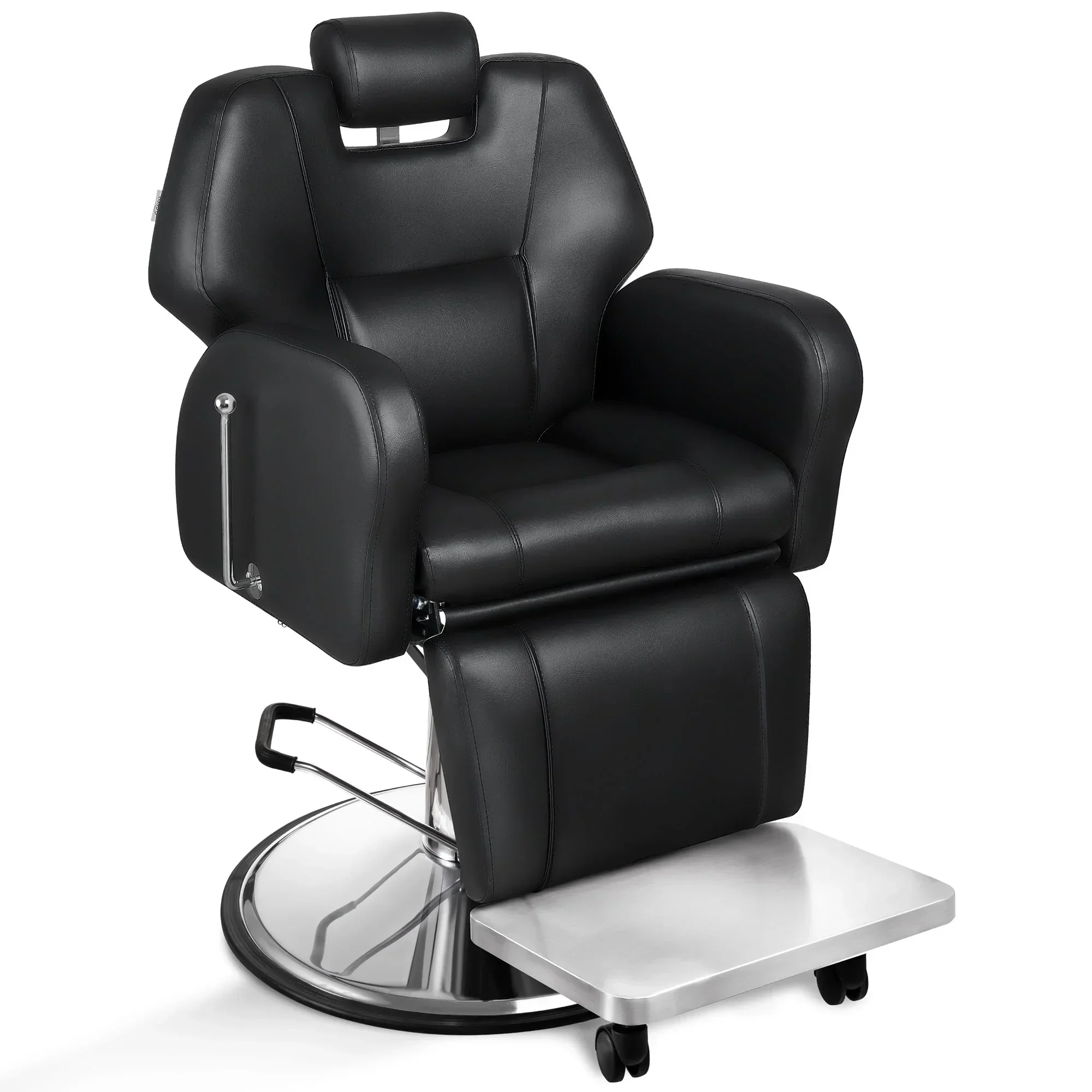 Baasha Reclining Barber Chair, 165 Degree, Heavy-Duty Steel Frame, Black - Image 2