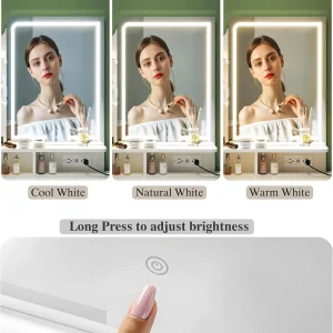 Fixwal Small Makeup Vanity Table with LED Mirror, 4 Drawers & Charging Station, White