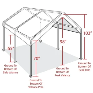 Caravan Canopy Sports Portable Garage Heavy Duty Shelter, White, 10x20 ft - Domain