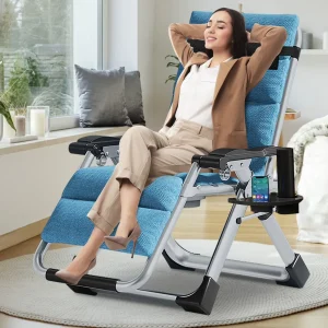 NAIZEA Zero Gravity Chair With Removable Cushion, Cup Holder, and Black Color