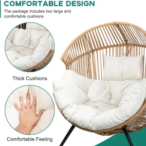 Shintenchi Wicker Egg Chair With Cushion - 400 Pounds Capacity