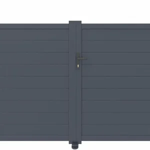 Casanoov Aluminum Swing Gate 392 cm x 161 cm Anthracite Gray RAL 7016 - KIT-000024