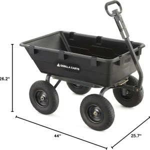 Gorilla Carts Utility Dump Wagon 6 Cubic Feet 1200 lb Capacity Black - GOR6PS