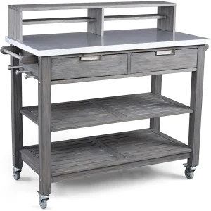 Maho Solid Teak Outdoor Potting Bench - Gray
