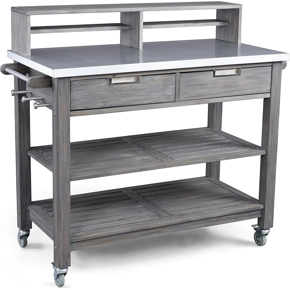 Maho Solid Teak Outdoor Potting Bench - Gray
