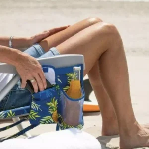 Tommy Bahama Folding Beach Deck Chair, Blue, Polyester Blend, Aluminum Frame - 735752