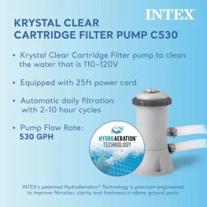 Intex Metal Frame Above Ground Swimming Pool With Filter And Cover, 12 Ft x 30 Inches - 28211EH