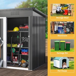 UFORIC Outdoor Storage Shed, 5 x 3 ft, Dark Gray