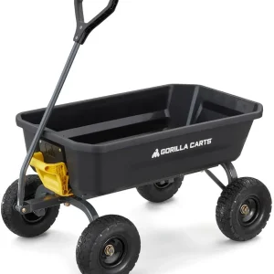 Poly Dump Garden Cart With No-Flat Tires, 7 Cubic Feet, 1200-Pound Capacity, Black - 7GCG-NF