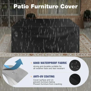 Aoxun Aluminum 7-Seat Patio Sectional With 5 in Cushions, Coffee Table And Waterproof Cover