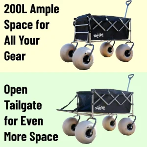 WONDERCAMEL Collapsible All-Terrain Beach Wagon With 13in Balloon Wheels, 185L, 46in D x 28.98in W x 46in H