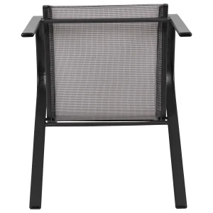 Emma + Oliver Outdoor Stack Chairs, Gray, 4 Pack, 21.25in W x 29in D x 36in H