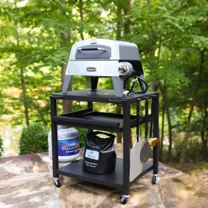 NUUK Three-Shelf Heavy Duty Rolling Outdoor Pizza Oven Table, 24 in x 30 in Steel