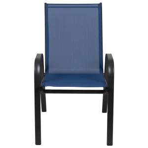Emma + Oliver Outdoor Stack Chairs, Gray, 4 Pack, 21.25in W x 29in D x 36in H