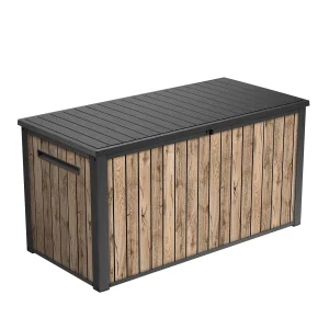 Keter 170 Gallon Durable Resin Outdoor Deck Box Storage, Pine