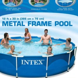 Intex Metal Frame Above Ground Swimming Pool With Filter And Cover, 12 Ft x 30 Inches - 28211EH