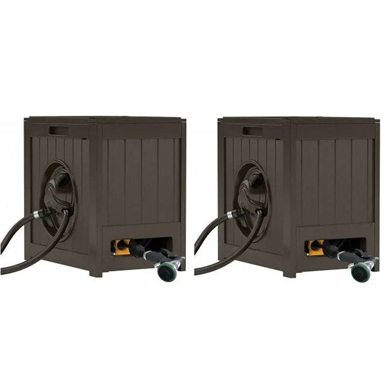 Aquawinder Water Powered Auto Rewind Yard Hose Reel, Java, 125-Foot Capacity - 2 Pack