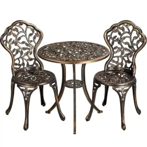 Yaheetech 3-Piece Aluminum Patio Bistro Set With 2 Chairs And Table - Antique Finish