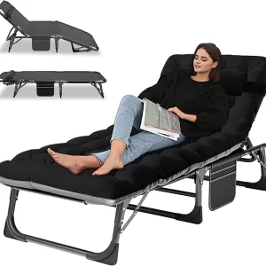Slsy 5-Position Adjustable Folding Lounge Chair And Cot - 75.2" x 25.6" x 11.8"