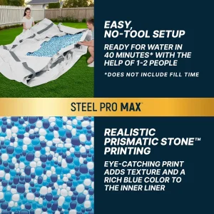 Steel Pro MAX 14 Foot x 48 Inch Round Steel Frame Above Ground Pool Set With 1,000 Filter Pump, Ladder And Cover - Gray
