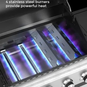 COWSAR 4-Burner Propane Gas Grill With Stainless Steel Burners, 44,000 BTU - 50.79in D x 21.65in W x 46.06in H