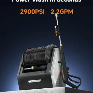Giraffe Tools Wall Mounted Electric Pressure Washer, 1800W, 2900 PSI, 2.2 GPM, 100 ft Hose, 5 Nozzles