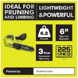 RYOBI ONE+ 18V 8 in Battery Pruning Chainsaw