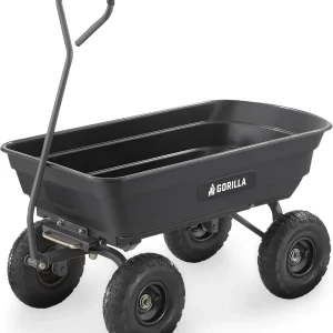 Gorilla Carts Utility Garden Cart, 4 Cubic Feet, 600 Pounds, Pneumatic Tires