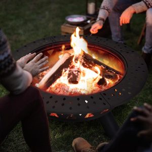 SUNCREAT 42-Inch Wood Burning Patio Fire Pit, Black, 42.1 Inch Diameter x 25.2 Inch High