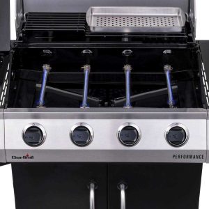 Char-Broil 4 Burner Propane Gas Grill With Cabinet, Silver/Black - 463353021