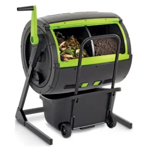Maze 65-Gallon Dual-Chamber Compost Tumbler With Integrated Cart - Black