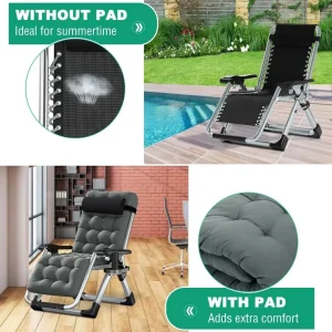 NAIZEA Zero Gravity Lawn Recliner Chairs, 2 Pack, Black