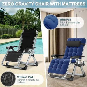 NAIZEA Zero Gravity Lawn Recliner Chairs, 2 Pack, Black