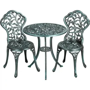 Yaheetech 3-Piece Aluminum Patio Bistro Set With 2 Chairs And Table - Antique Finish