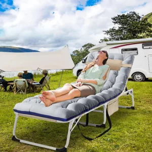 Slsy 5-Position Adjustable Folding Lounge Chair And Cot - 75.2" x 25.6" x 11.8"
