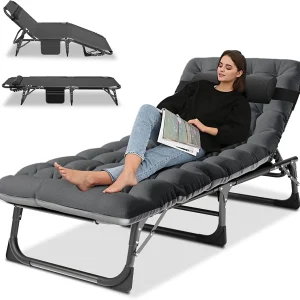 Slsy 5-Position Adjustable Folding Lounge Chair And Cot - 75.2" x 25.6" x 11.8"