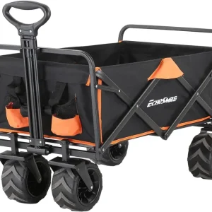 EchoSmile Collapsible Utility Wagon, 350 Lbs Capacity, 35.4 x 21.6 x 19.6 in, 4 x 7 in Wheels
