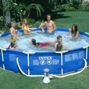 Intex Metal Frame Above Ground Swimming Pool With Filter And Cover, 12 Ft x 30 Inches - 28211EH