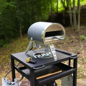 NUUK Three-Shelf Heavy Duty Rolling Outdoor Pizza Oven Table, 24 in x 30 in Steel