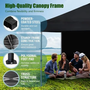Eurmax USA NOMATTER 10x10ft Pop Up Canopy Tent With 1 Removable Sidewall And 4 Sand Bags