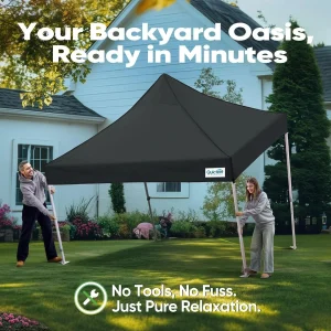 Quictent 10 x 10 ft Pop-Up Canopy Tent With Reflective Top, Fluorescent Rope And Vented Top