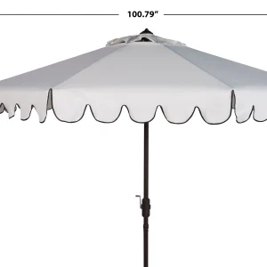 Safavieh Patio Umbrella 9' Crank Tilt Navy/White - Venice